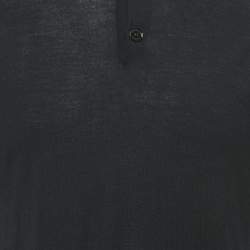 Pre Owned تي شيرت بولو بربري صوف أزرق كحلي مقاس كبير (لارج)