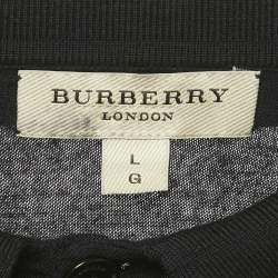 Pre Owned تي شيرت بولو بربري صوف أزرق كحلي مقاس كبير (لارج)