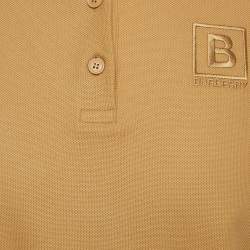 Pre Owned Burberry Brown Logo Embroidered Pique Polo T-Shirt M