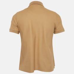 Pre Owned Burberry Brown Logo Embroidered Pique Polo T-Shirt M