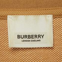Pre Owned Burberry Brown Logo Embroidered Pique Polo T-Shirt M