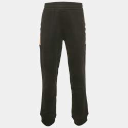 مملوكة مسبقًا بنطلون رياضي بربري تقليم مربعات أسود قطن حجم إضافي كبير جدا