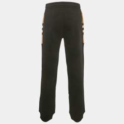 مملوكة مسبقًا بنطلون رياضي بربري تقليم مربعات أسود قطن حجم إضافي كبير جدا