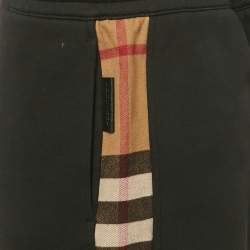 مملوكة مسبقًا بنطلون رياضي بربري تقليم مربعات أسود قطن حجم إضافي كبير جدا