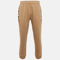 Pre Owned Burberry Beige Checks Trim Cotton Joggers XXL