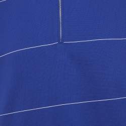 Pre Owned Burberry Blue Striped Pique Polo T-Shirt M