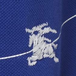 Pre Owned Burberry Blue Striped Pique Polo T-Shirt M