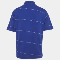 Pre Owned Burberry Blue Striped Pique Polo T-Shirt M