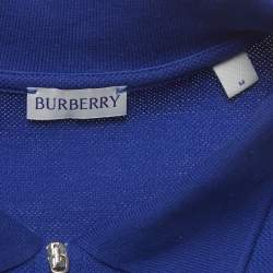 Pre Owned Burberry Blue Striped Pique Polo T-Shirt M
