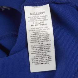 Pre Owned Burberry Blue Striped Pique Polo T-Shirt M