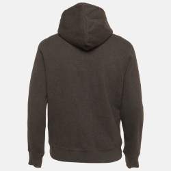 مملوكة مسبقًا Burberry Dark Grey Cotton Knit Zip Front Hooded Jacket L