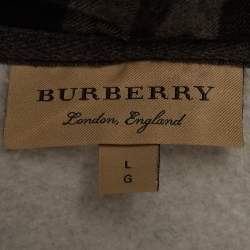مملوكة مسبقًا Burberry Dark Grey Cotton Knit Zip Front Hooded Jacket L