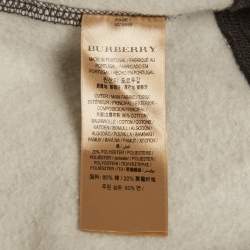 مملوكة مسبقًا Burberry Dark Grey Cotton Knit Zip Front Hooded Jacket L
