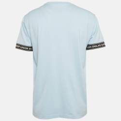 مملوكة مسبقًا تي شيرت بربري قطن أزرق واسع المقاس صغير جدًا - إكس سمول