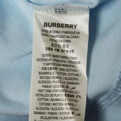 مملوكة مسبقًا تي شيرت بربري قطن أزرق واسع المقاس صغير جدًا - إكس سمول