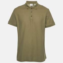 Pre Owned Burberry Military Green Pique Polo T-Shirt XL