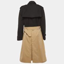 Pre Owned Burberry Black/Beige Gabardine Two Tone Trench Coat XS