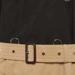 Pre Owned Burberry Black/Beige Gabardine Two Tone Trench Coat XS