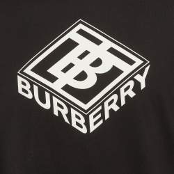 مملوكة مسبقًا Burberry Black Logo Print Jersey Crew Neck T-Shirt L
