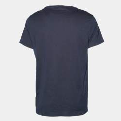 Pre Owned Burberry Navy Blue Jersey Crewneck T-Shirt L
