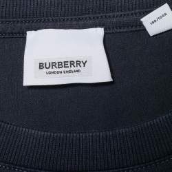 Pre Owned Burberry Navy Blue Jersey Crewneck T-Shirt L