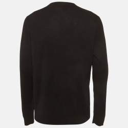 مملوكة مسبقًا كنزة بر بري برقبة طويلة صوف كشمير سوداء مقاس كبير - لارج