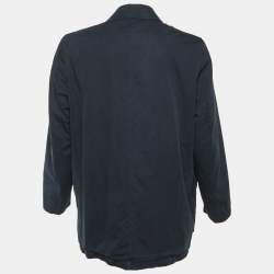 مملوكة مسبقًا جاكت بربري قطن أزرار أزرق كحلي مقاس كبير