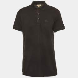 مملوكة مسبقًا Burberry Black Cotton Pique Polo T-Shirt L