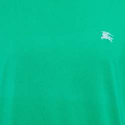 Pre Owned تي شيرت بربري جرين جيرسي بطاقية دائرية مقاس كبير