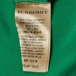 Pre Owned تي شيرت بربري جرين جيرسي بطاقية دائرية مقاس كبير