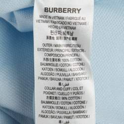 Pre Owned Burberry Blue Textured Cotton Polo T-Shirt XL 