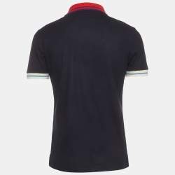 Pre Owned Burberry Navy Blue Cotton Pique Short Sleeve T-Shirt M 