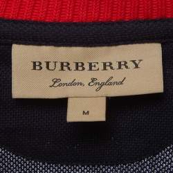 Pre Owned Burberry Navy Blue Cotton Pique Short Sleeve T-Shirt M 