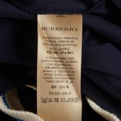 Pre Owned Burberry Navy Blue Cotton Pique Short Sleeve T-Shirt M 