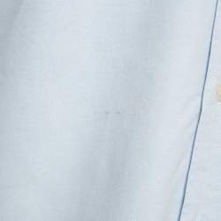 Pre Owned Burberry Blue Logo Embroidered Cotton Button Down Shirt XL