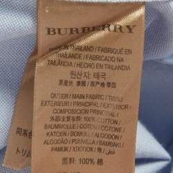 Pre Owned Burberry Blue Logo Embroidered Cotton Button Down Shirt XL