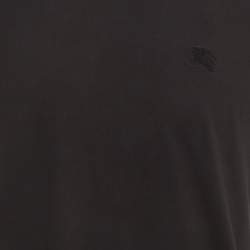 Pre Owned Burberry Black Black Jersey Embroidered Logo Crewneck Shirt L 