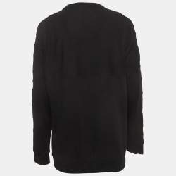 Pre Owned Burberry Black Logo Embossed Cotton Knit Sweatshirt XL