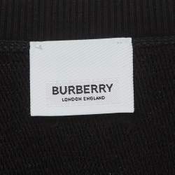 Pre Owned Burberry Black Logo Embossed Cotton Knit Sweatshirt XL