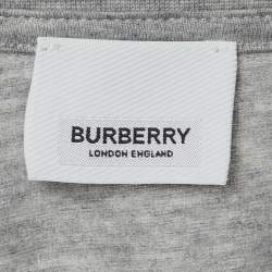 Pre Owned Burberry Grey Jersey Embroidered Logo Short Sleeve T-Shirt M