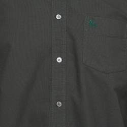 Pre Owned Burberry Green Logo Embroidered Cotton Button Down Shirt XL