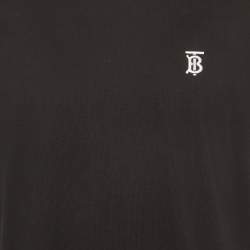 Pre Owned Burberry Black Logo Embroidered Jersey Crewneck T-Shirt L