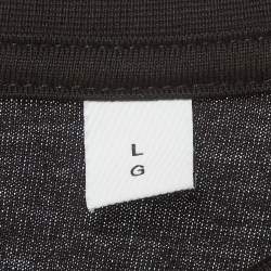 Pre Owned Burberry Black Logo Embroidered Jersey Crewneck T-Shirt L