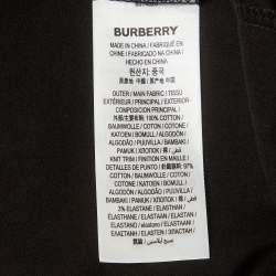 Pre Owned Burberry Black Logo Embroidered Jersey Crewneck T-Shirt L