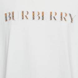 Pre Owned Burberry Cream Embroidered Logo Jersey Short Sleeve T-Shirt XXL 