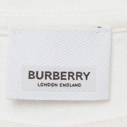 Pre Owned Burberry Cream Embroidered Logo Jersey Short Sleeve T-Shirt XXL 