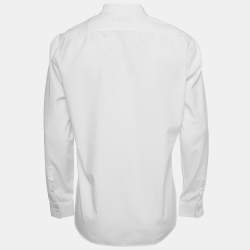 Pre Owned Burberry White Logo Embroidered Poplin Button Down Shirt L