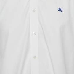 Pre Owned Burberry White Logo Embroidered Poplin Button Down Shirt L