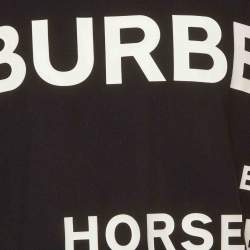 Pre Owned Burberry Black Logo & Horseferry Print Cotton Oversized T-Shirts S