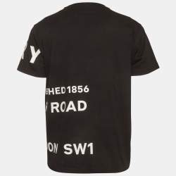 Pre Owned Burberry Black Logo & Horseferry Print Cotton Oversized T-Shirts S